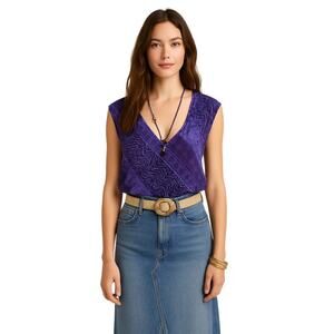 Vintage Purple Boho Sleeveless Tank Top Women’s Large  Bust Festival Hippie Y2K